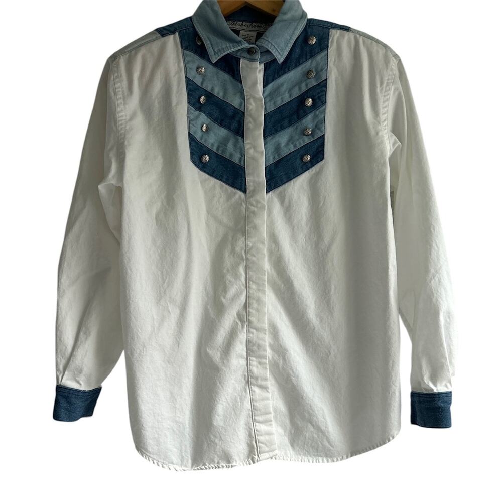 Vintage Adobe Rose Medium‎ 100% Cotton Chambray Western Detailed Button Shirt